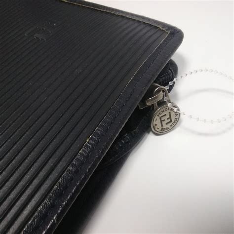 fendi roma italy 1925 clutch stripped black|Authentic FENDI ROMA 1925 Clutch Purse Black Vintage .